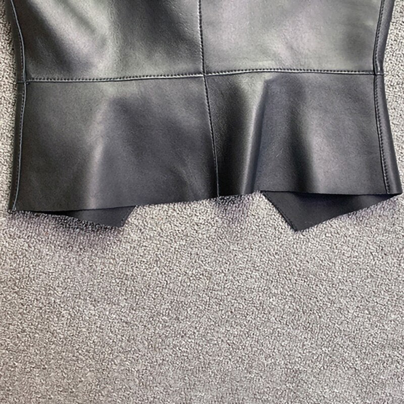 Genuine Leather Sleeveless Corset Crop Top
