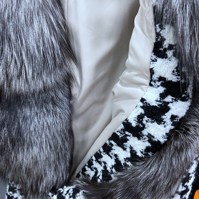 Real Silver Fox Fur Collar & Trim X-Long Pea Coats