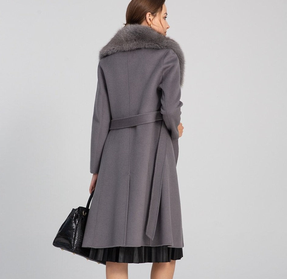 Real Wool Real Fox Fur Collar Long Coats