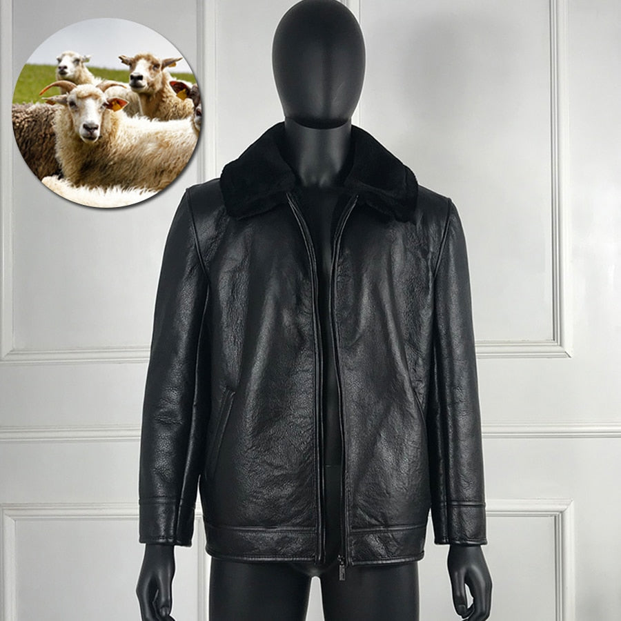 Black Genuine Leather Coats Real Fur Liner