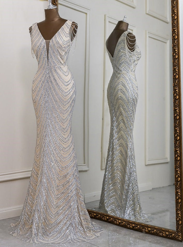 Sleeveless Sequin Pattern Maxi Dresses