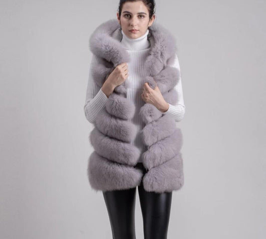Full Pelt Real Fox Fur Hoodie Vests