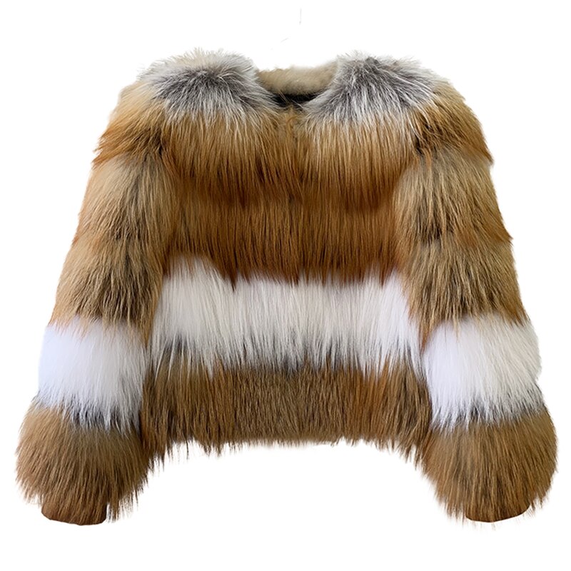 Red & White Real Fur Short Coats