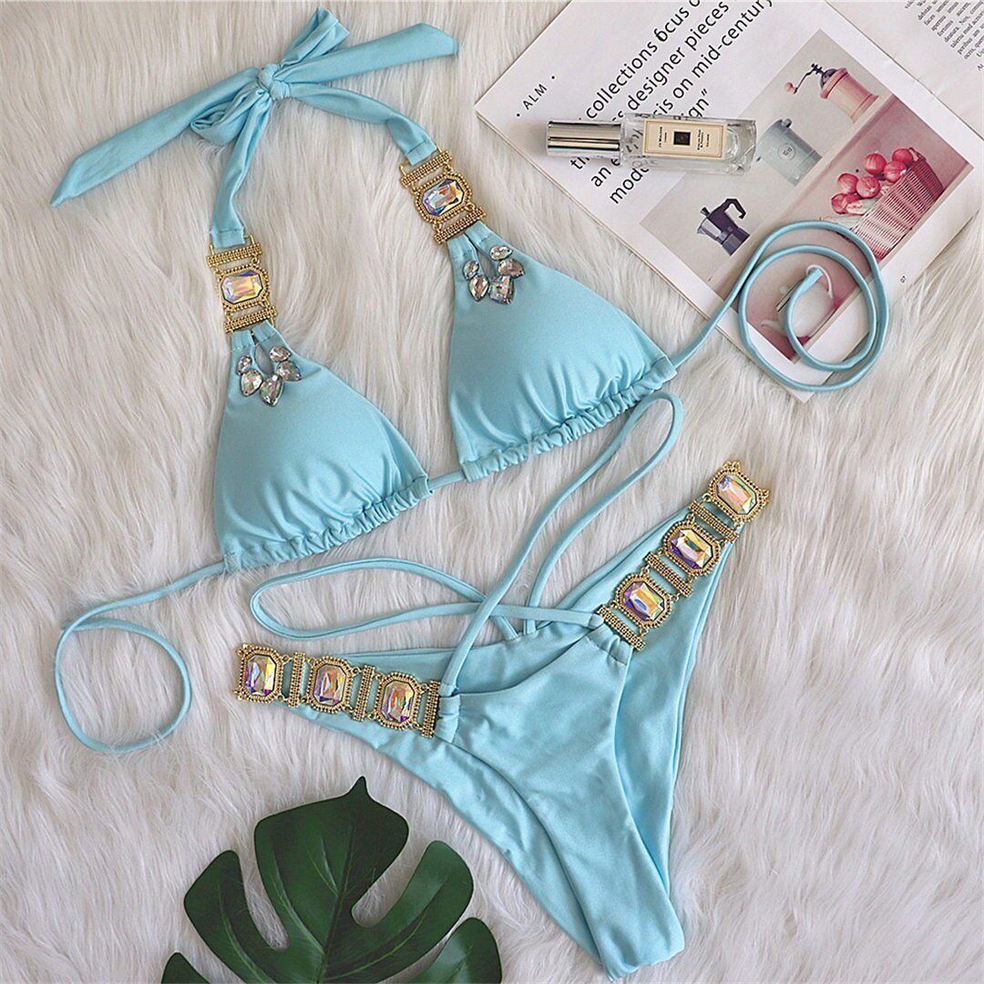 Diamond Jewelled Scrunch Butt Bikini Sets