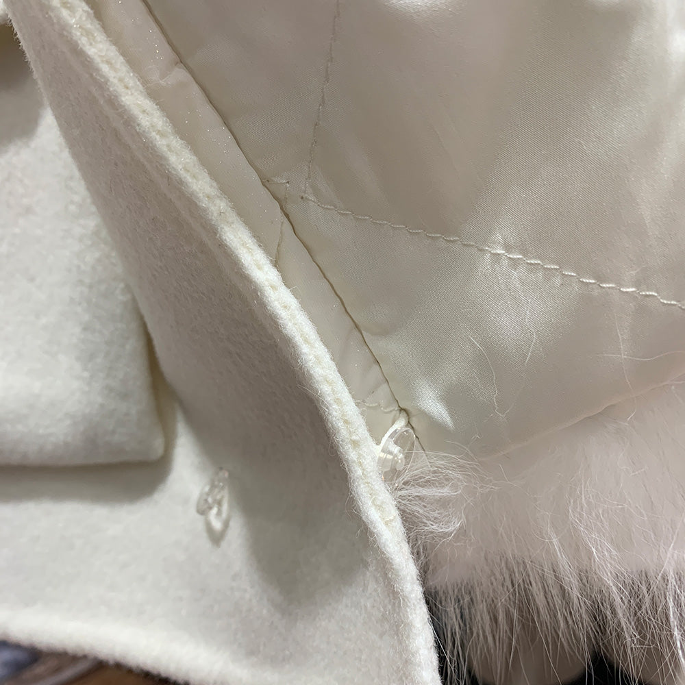 White Fur Collar Short Pea Coat