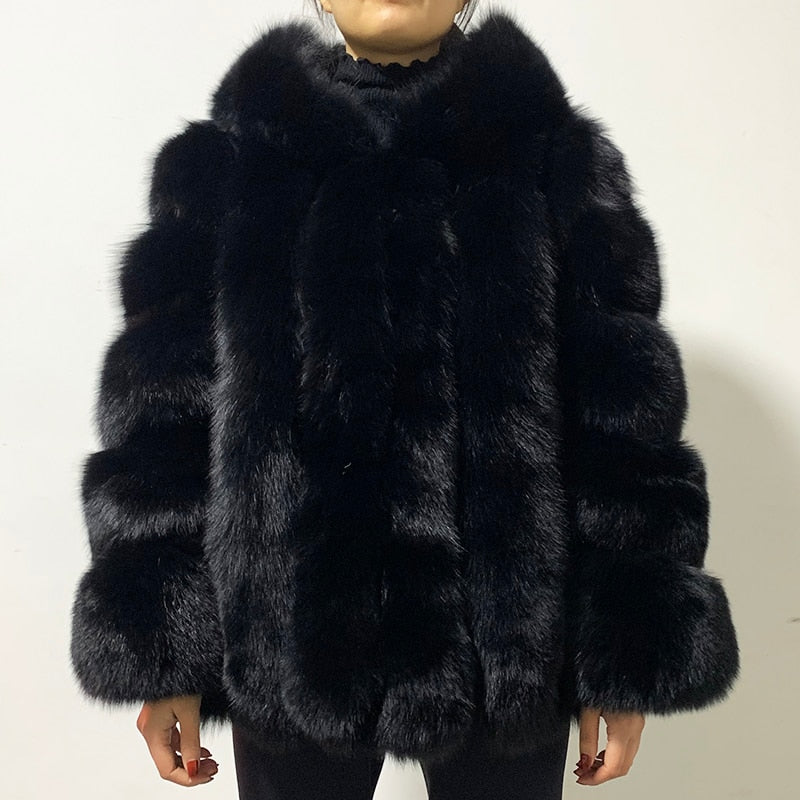 Real Fur Coats with Big Hood