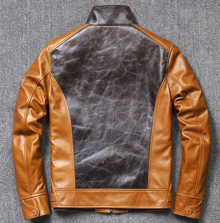 Genuine Leather Jackets Vintage Two-Tone