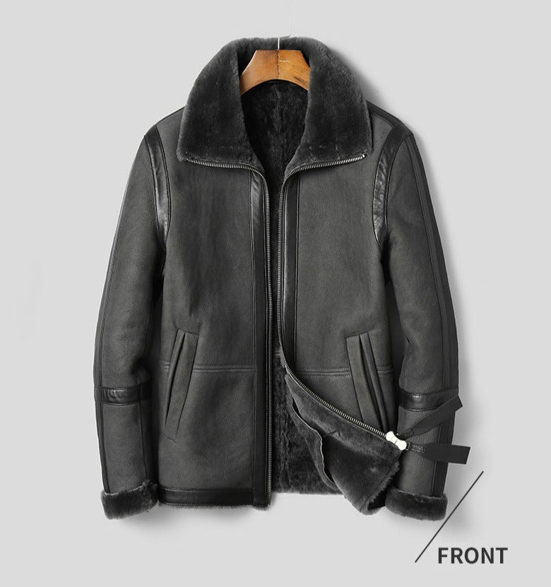 Genuine Leather Jackets Wool Collar & Liner