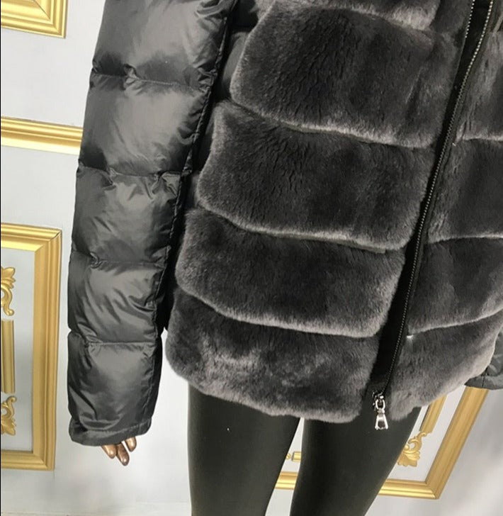 Real Rex Rabbit Fur Bubble Down Coats