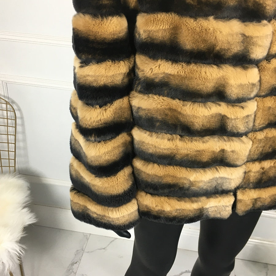 Chinchilla Style Bombers Rabbit Fur Coats