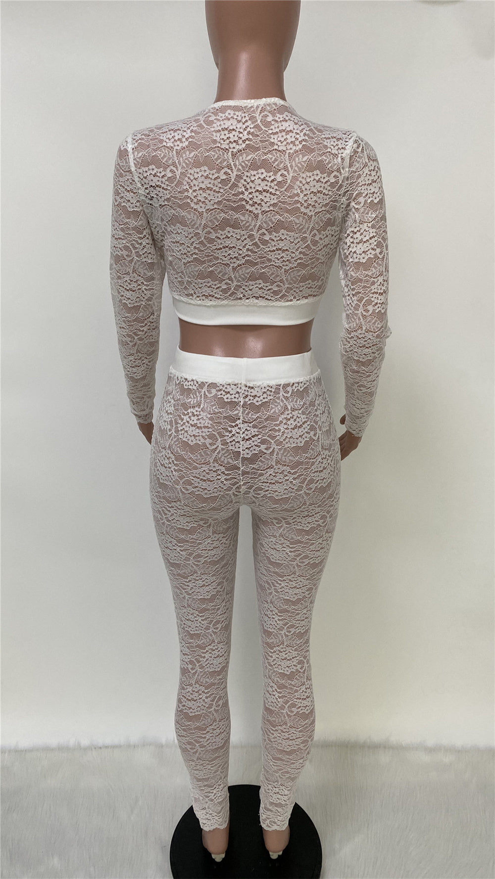 Floral Lace See Through Crop Top & Leggings