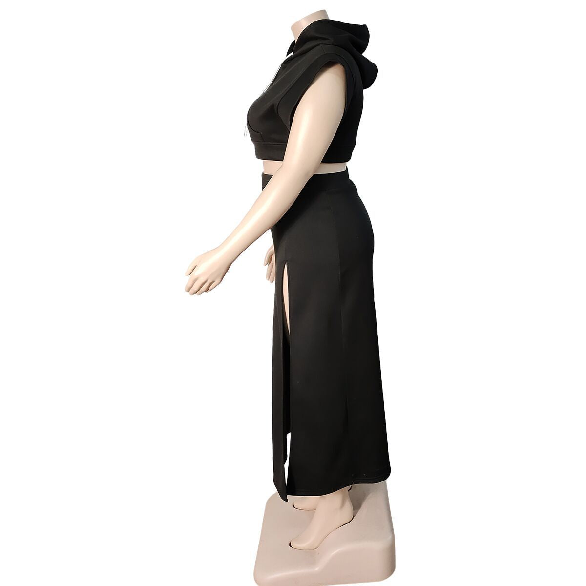 Flare Sleeve Hoodie Crop & High Side Maxi Skirt Sets