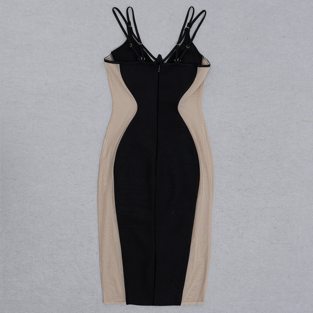 Sleeveless Side Mesh Midi Dress