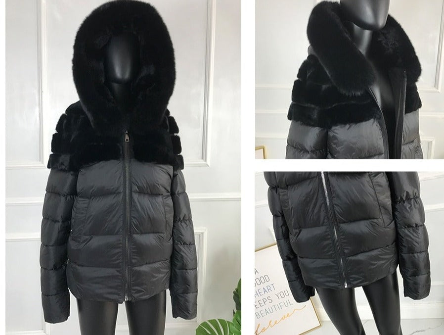 Rabbit Fur & Fox Fur Parka Down Bubble Coats