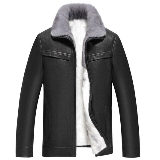 Genuine Leather Coat Real Mink Fur Liner