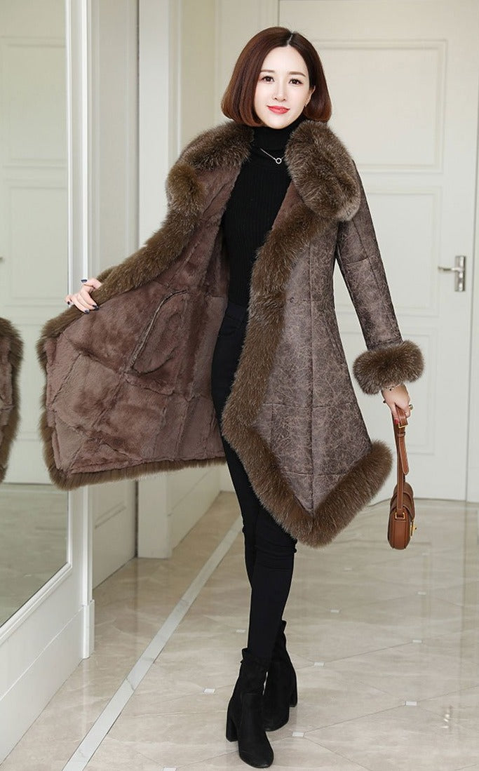 Genuine Leather Real Rabbit & Fox Fur Coats