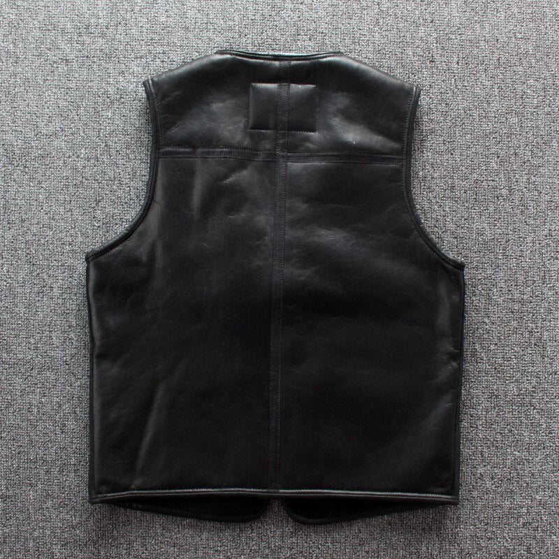 Genuine Leather Vest Shearling Lining