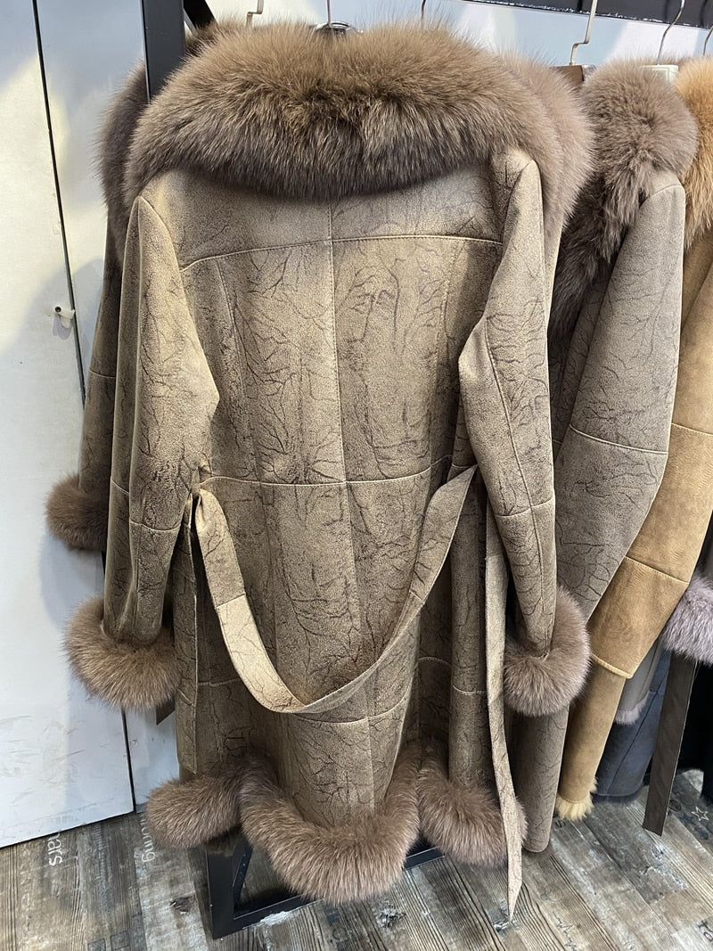 Genuine Leather Real Rabbit & Fox Fur Coats