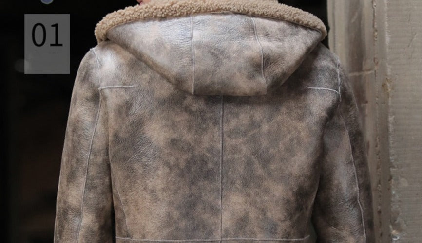 Reversible Genuine Leather Shearling Fur Coats Long