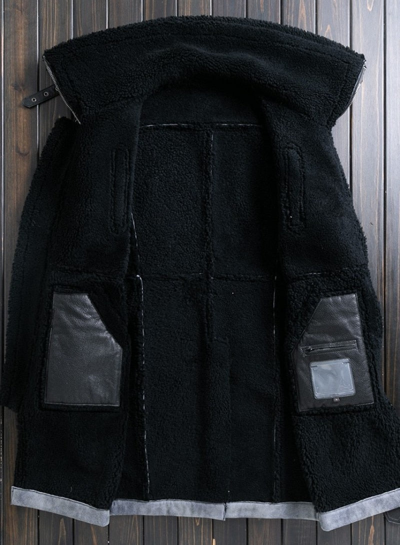 Genuine Leather Real Fur Shearling Overcoat