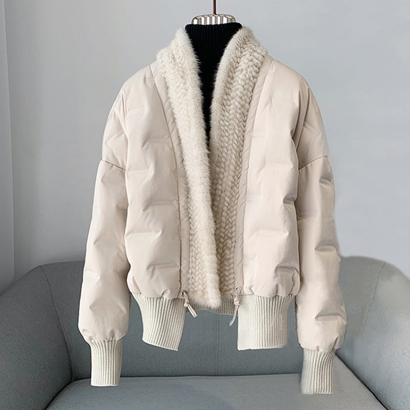 Real Knitted Mink Fur Puffer Down Jackets