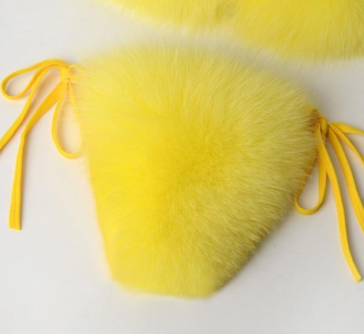 Real Fox Fur Bikini Sets w/Matching Slides (Multi-Colors)