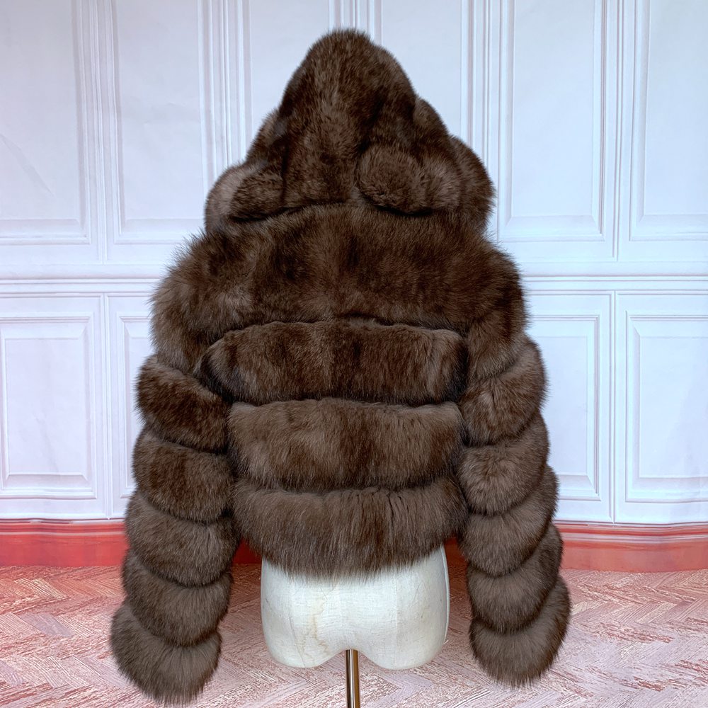 Hoodie Fox Fur Short Coats
