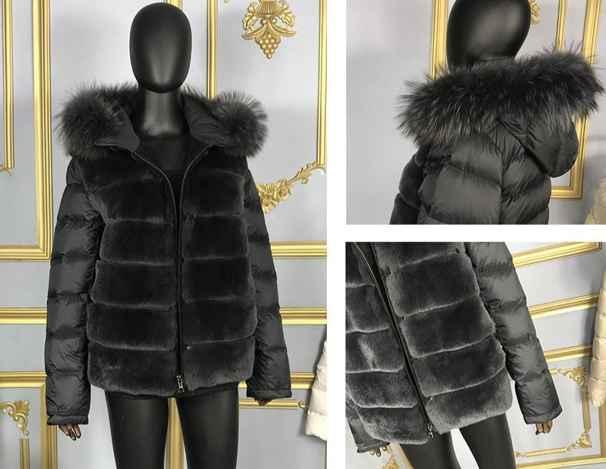 Real Rex Rabbit Fur Bubble Down Coats