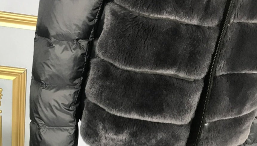 Real Rex Rabbit Fur Bubble Down Coats