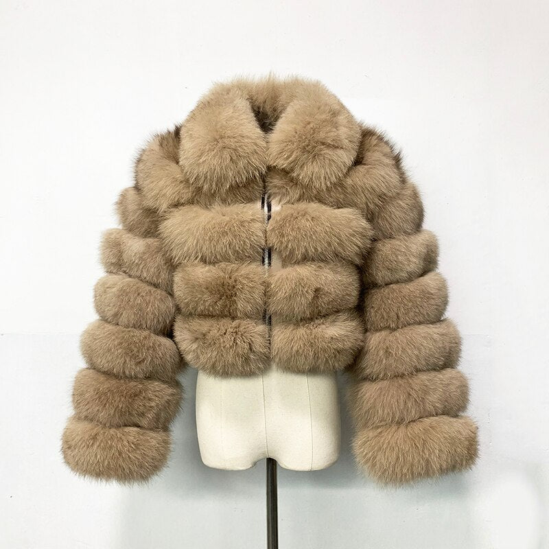 Pattern Real Fox Fur Coats Short