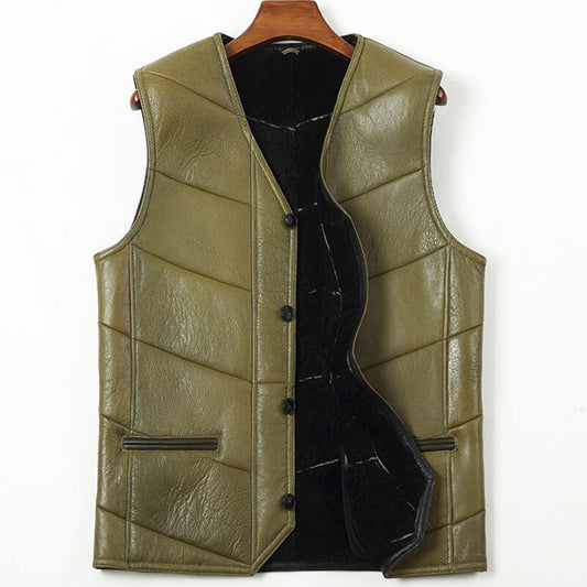 Genuine Leather Vest Shearling Lining