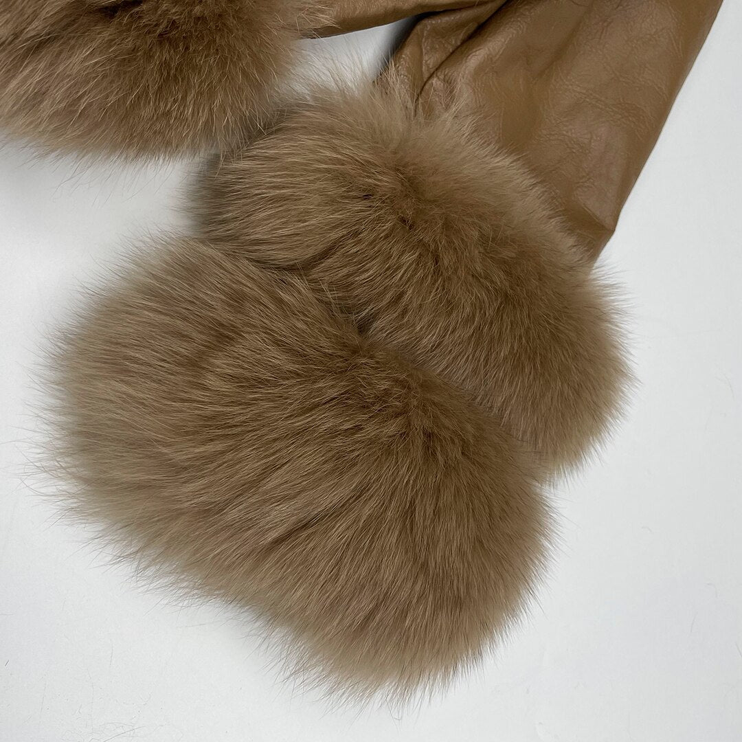 Genuine Leather Coats With Fluffy Real Fur Pattern