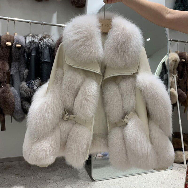Genuine Leather Real Fur Pattern Coats