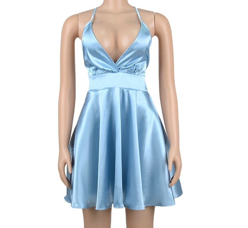 Satin Sleeveless Mini Dresses