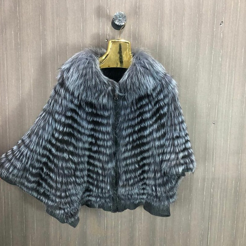 Real Fur Knitted Batwing Sleeve Shawls