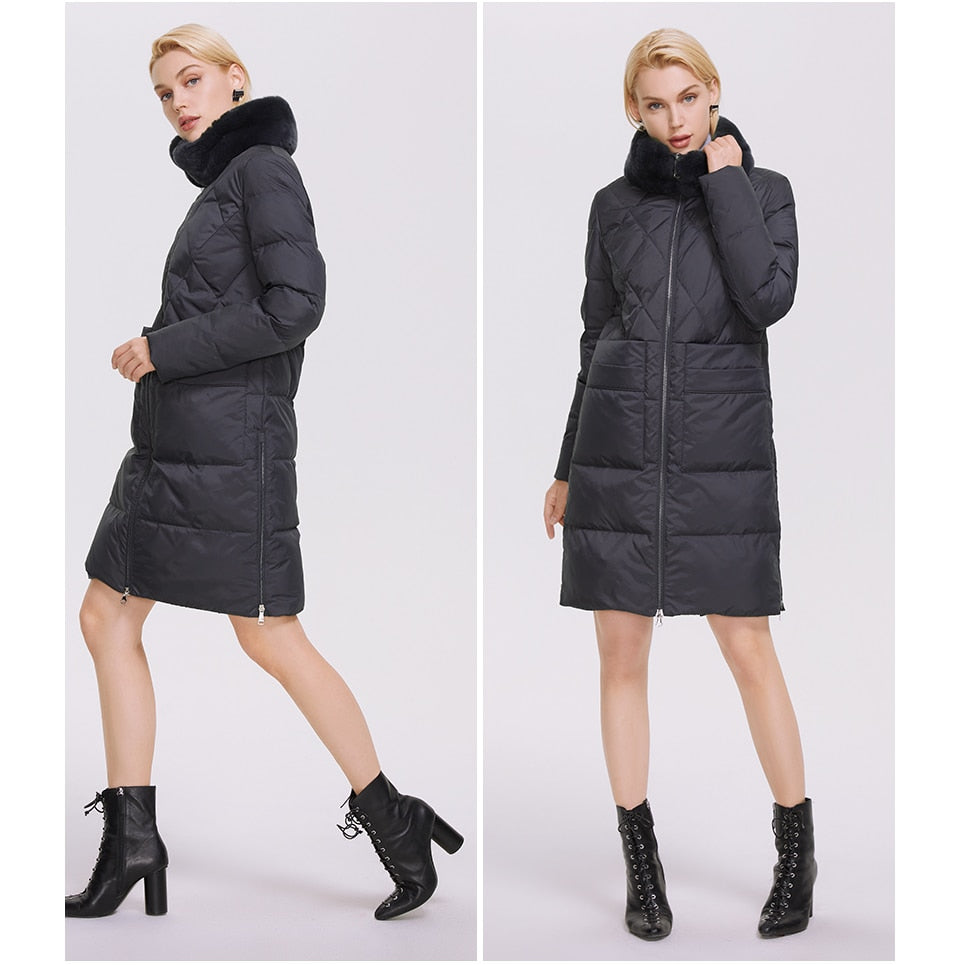 Luxury Puffer Coats Stand-up Real Fur Collar