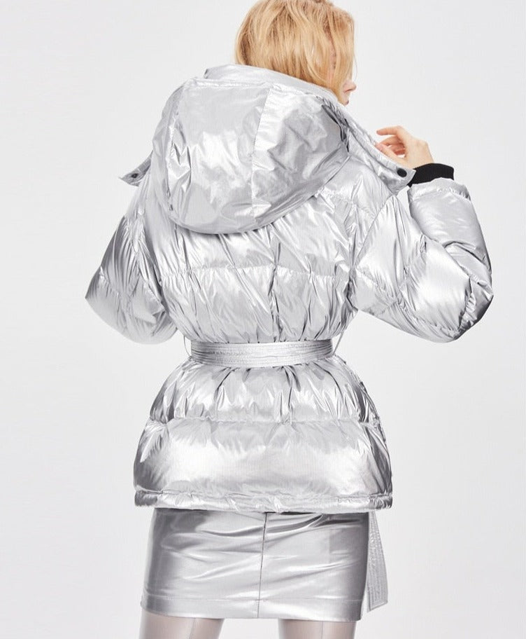 Shiny Hooded Duck Down Puffer Jackets