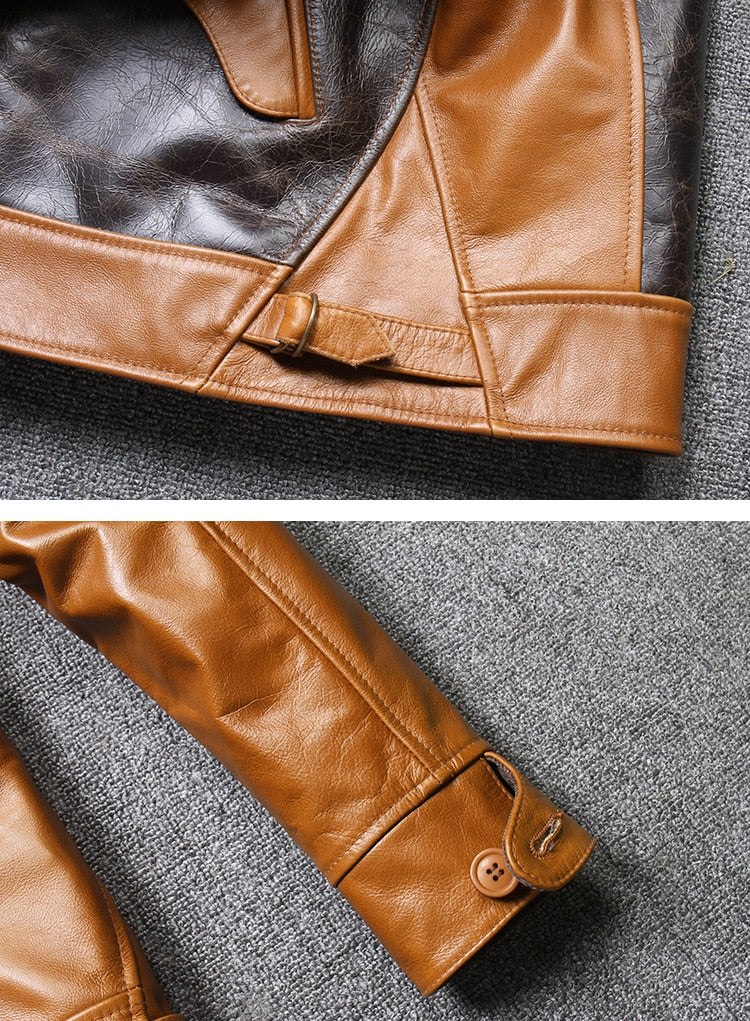 Genuine Leather Jackets Vintage Two-Tone