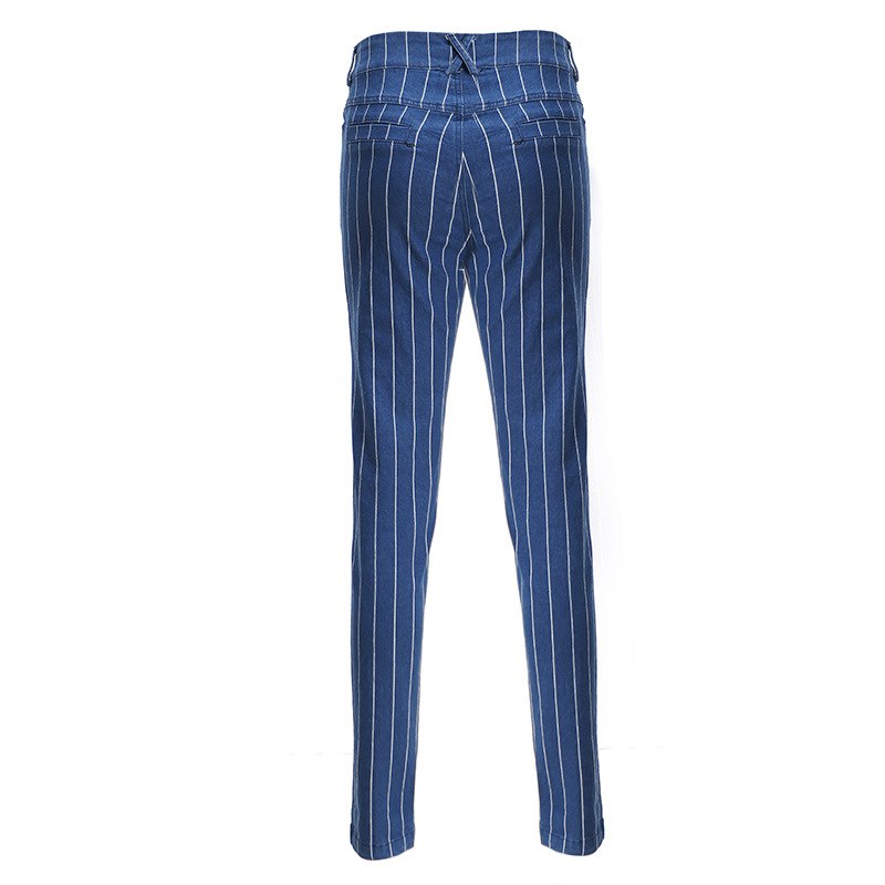 Stripe Slim Cuff Blue Pants