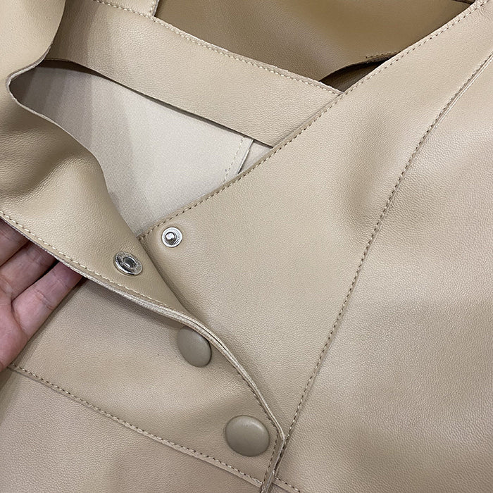 Genuine Leather Deep V Slim Halter Vests