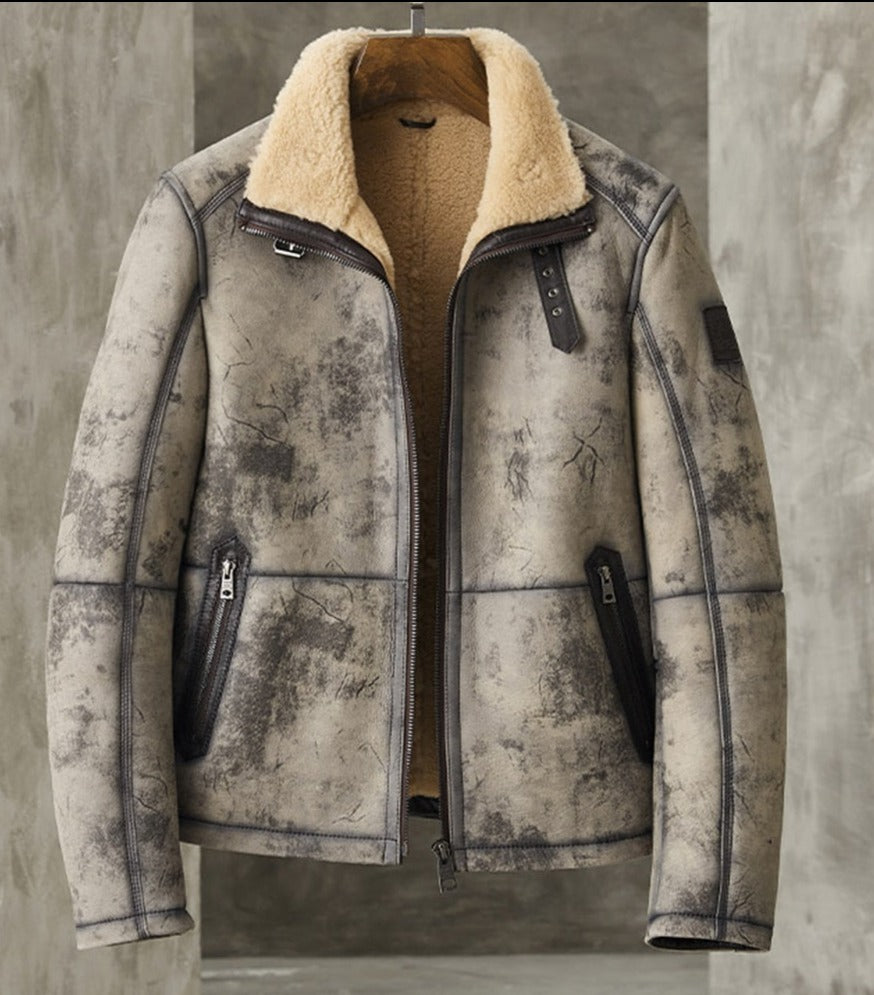 Genuine Leather Coat Real Fur Shearing B3 Bomber