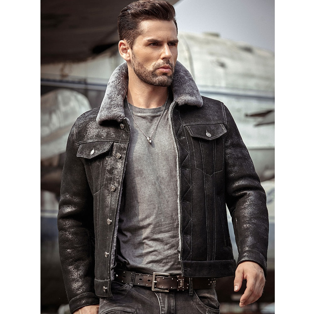 Genuine Leather Shearling B3 Aviator Bomber