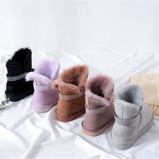 Genuine Leather Real Shearling Fur Mid Boots