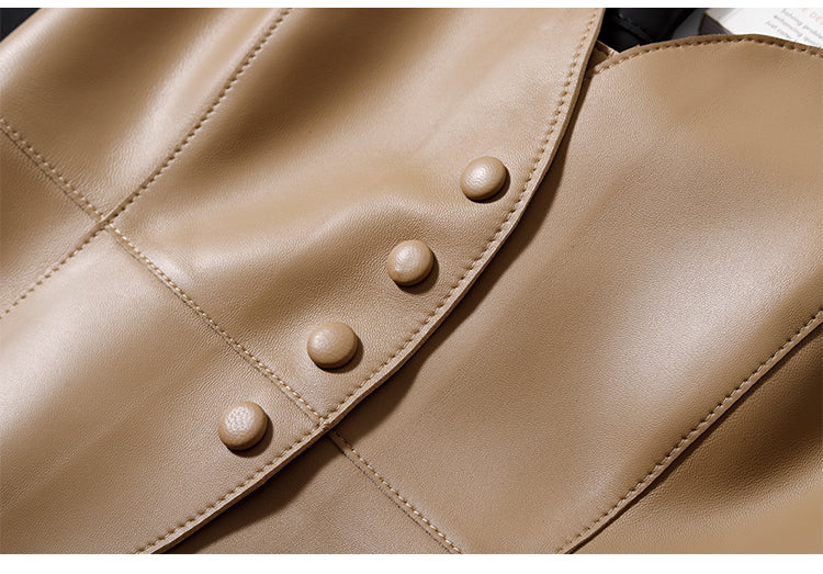 Genuine Leather Slim Crop Tops