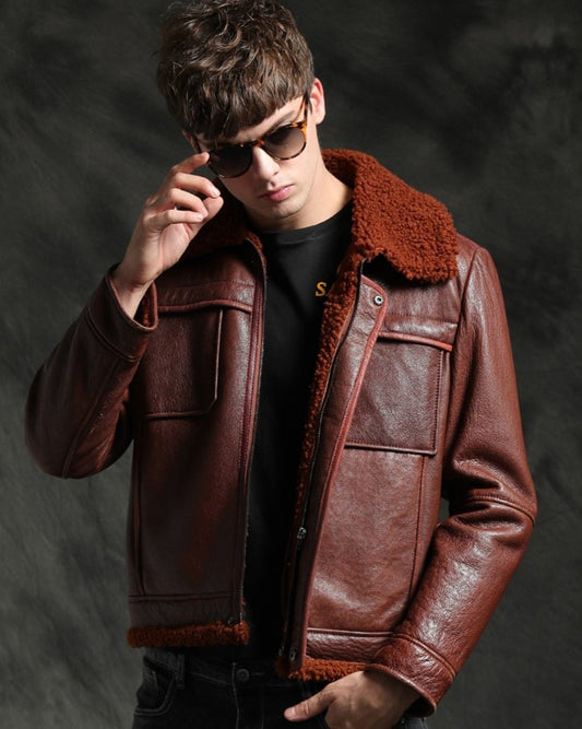 Genuine Leather Real Fur Shearling Short Coats