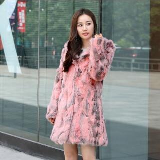 Mixed Color Blend Real Fur Hooded Coats