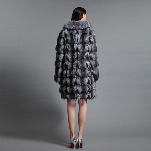 Silver Fox Real Fur Coat