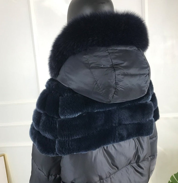 Rabbit Fur & Fox Fur Parka Down Bubble Coats