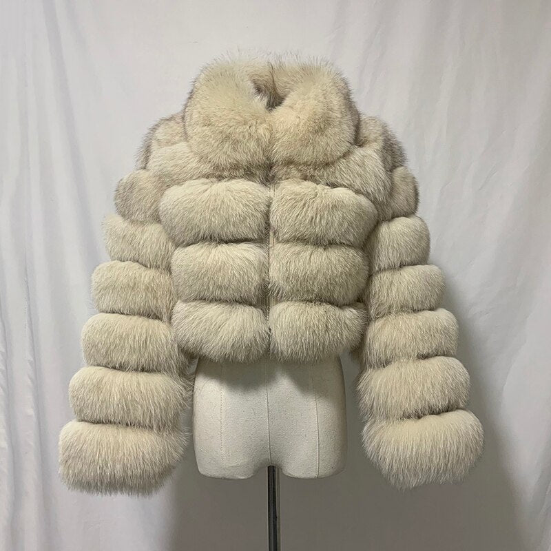 Pattern Real Fox Fur Coats Short