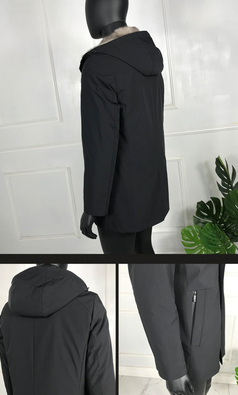 Waterproof Real Mink Liner Hooded Coat
